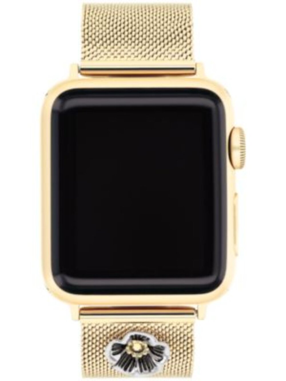 Coach Gold Mesh Tea Rose Charm Apple Watch Band 38/40/41mm Goldtone